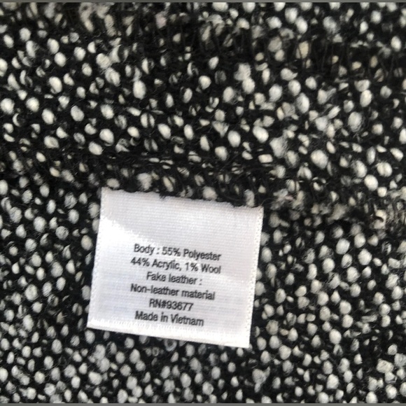 JCPenney A.n.a. Black White Tweed Faux Leather Open Blazer Jacket Women’s XS - Picture 7 of 7